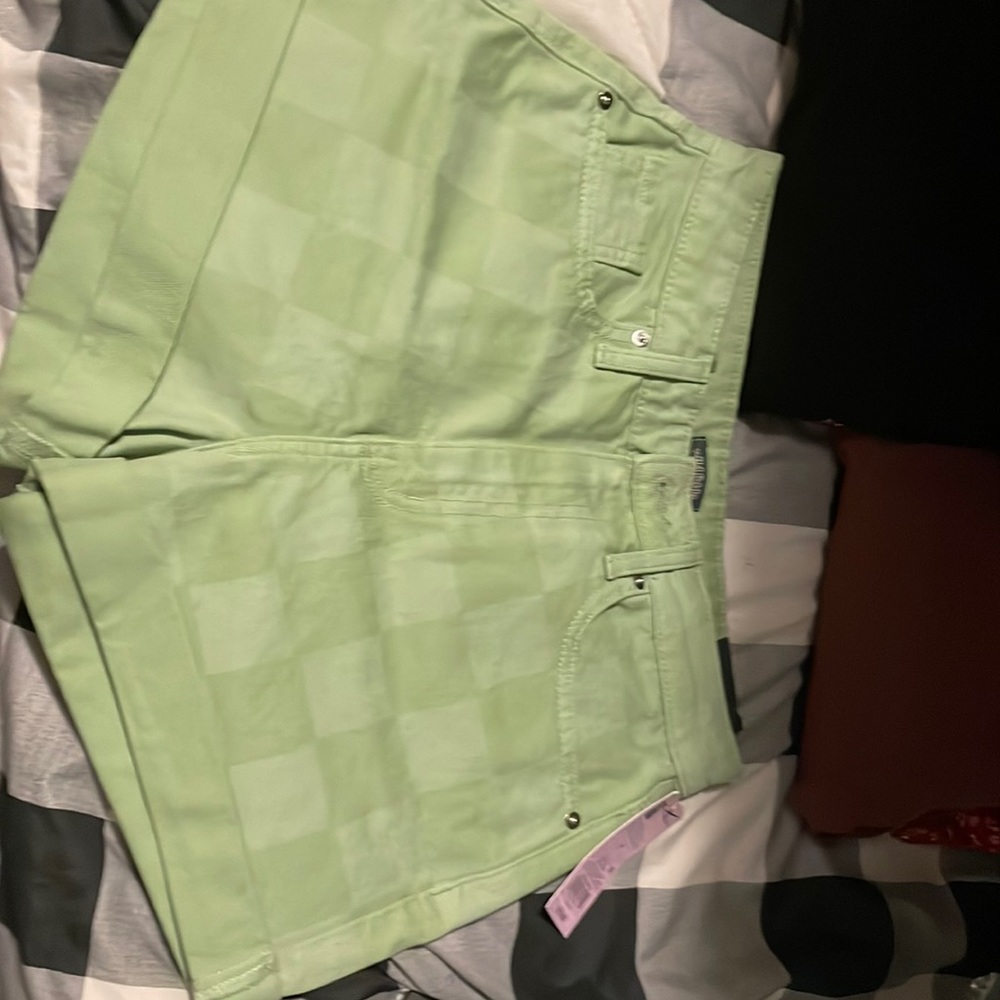 Green 2 tone checkered shorts